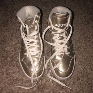 GOLD ADIDAS HIGH TOPS